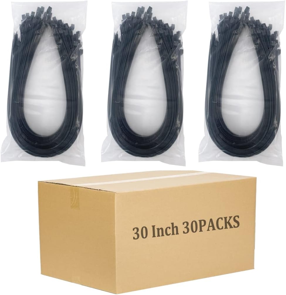 Case of 30 Packs,50/Pack,HS Premium Heavy Duty Cable Tie Straps Plastic Outdoor Strong Large Zip