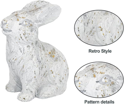All Chic Bunny Decor Garden Statue White Rabbit Cement Rabbit Statue for Home Garden Indoor Outdoor