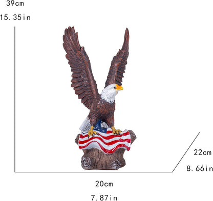 15.35in Majestic Lifelike Bald Eagle Statue - Durable Resin Garden Sculpture for Outdoor Lawn