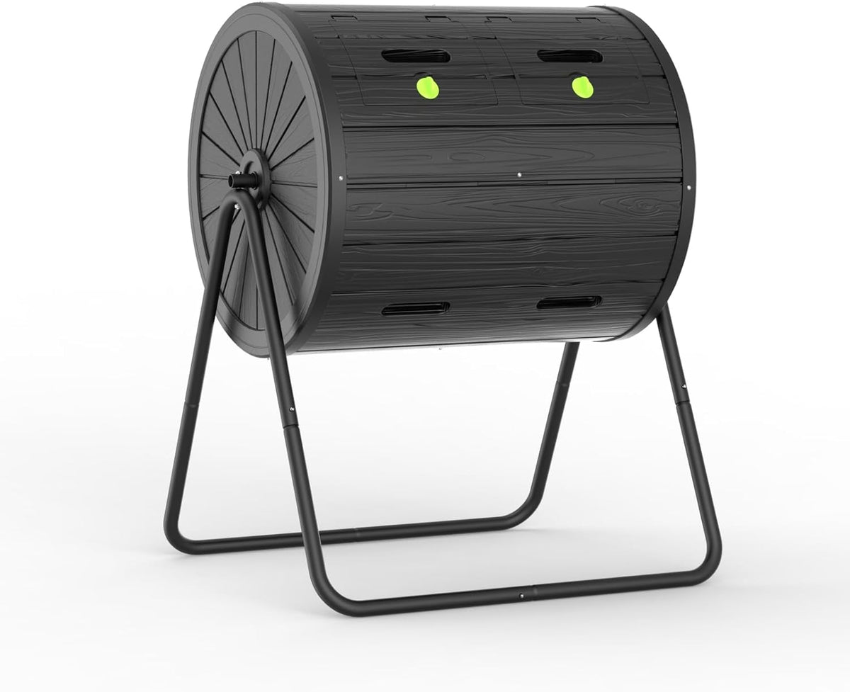 Dual Chamber Tumbling Composter 43 Gallon Large Outdoor Tumbling Composter Efficient Batch