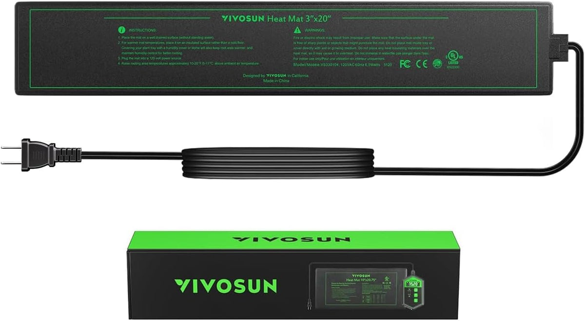 VIVOSUN Durable Waterproof Seedling Heat Mat 3" x 20" UL & MET-Certified Heating Pad for