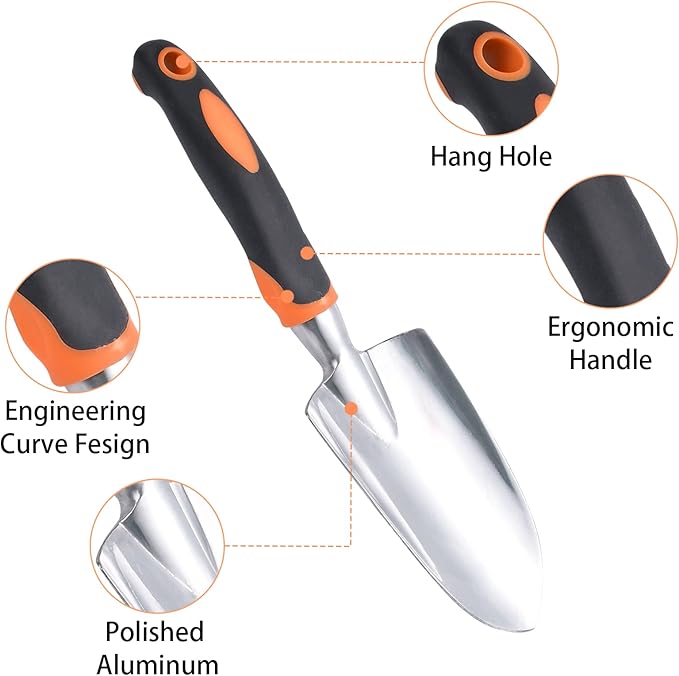 Garden Shovel Hand Trowel Mini Shovel Garden Tools Cast-Aluminum Heavy Duty Gardening Tool Soft