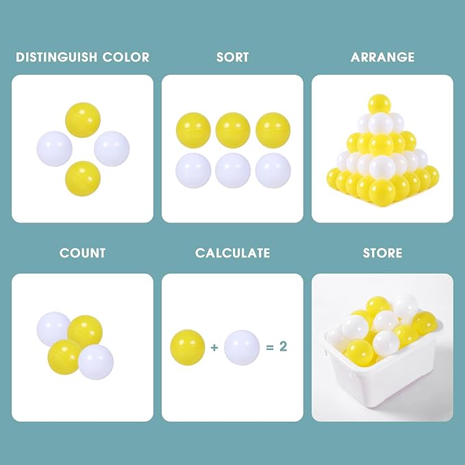 Ball Pit Balls for Kids, Plastic Refill 2.2 Inch Balls, 100 Pack, Bright Colors, Phthalate and BPA