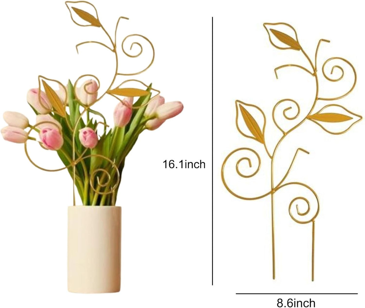Decorative Metal Plant Trellis for Indoor Potted Plants – Leaf Shape Vine Support Stakes with 6