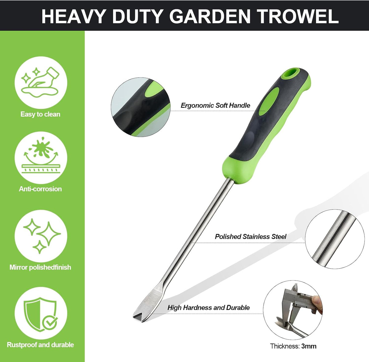 Professional Weed Control Tool -13 Inch V-Shaped Anti-Skid Shovel, Stainless Steel Gardening Manual