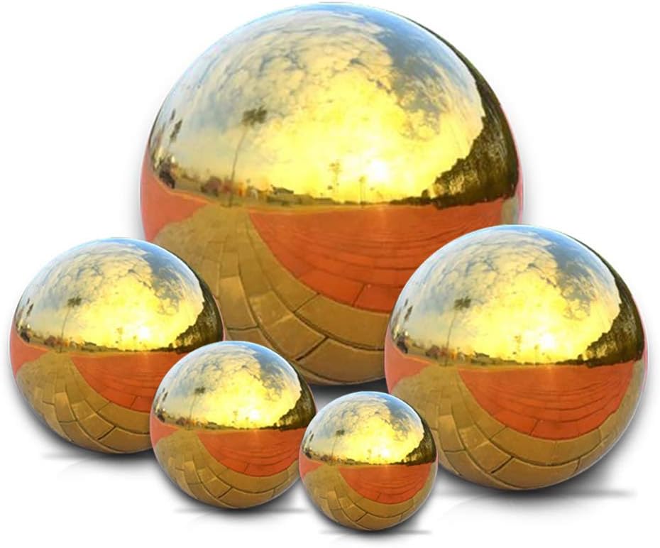 Nerien Gazing Ball, Stainless Steel Garden Mirror Globe, Polished Ornament Sphere, Hollow Floating