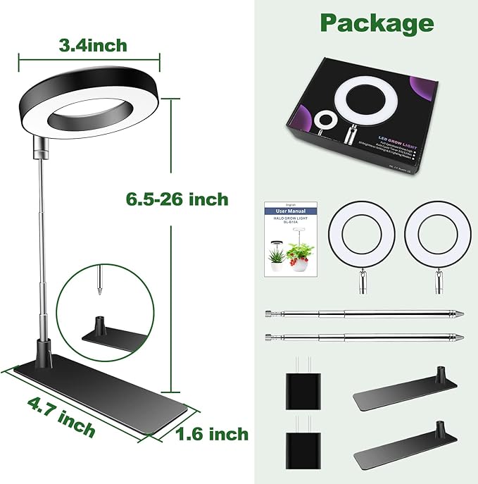 Grow Lights for Indoor Plants, 48 LEDs Full Spectrum Plant Light for Indoor Plants, Height