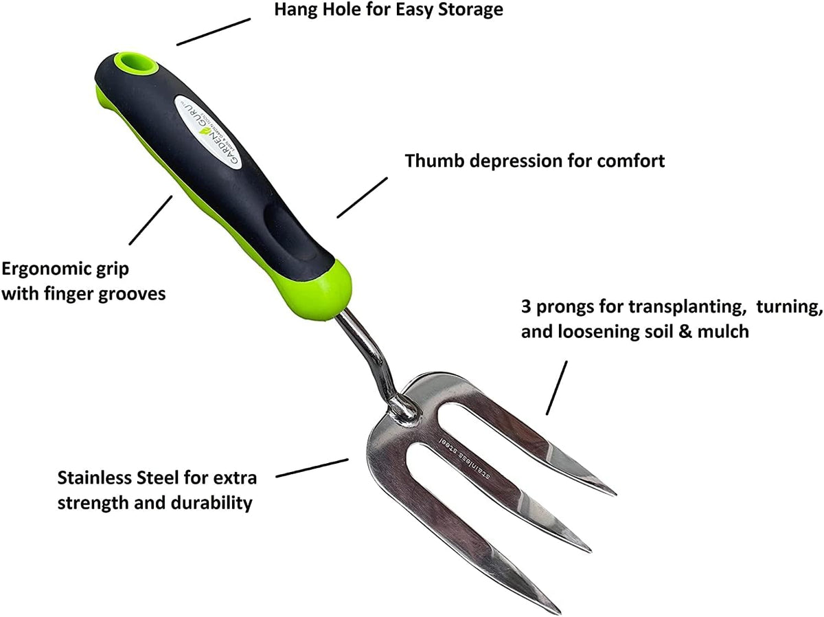 Garden Guru Garden Hand Weeder Tool Set 3pc Dandelion Weeder, Fork, Patio Weeder – Heavy Duty