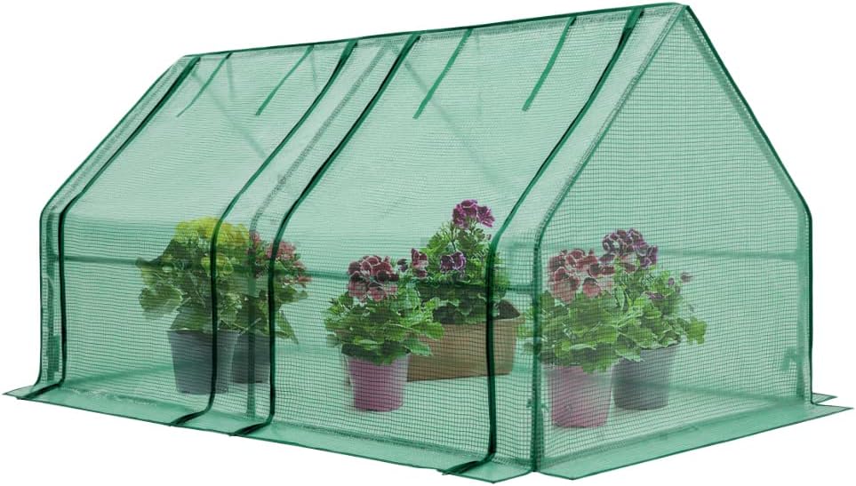EAGLE PEAK Tunnel Greenhouse Garden Green House with Roll-Up Zipper Doors, Portable, 71"x36"x36"