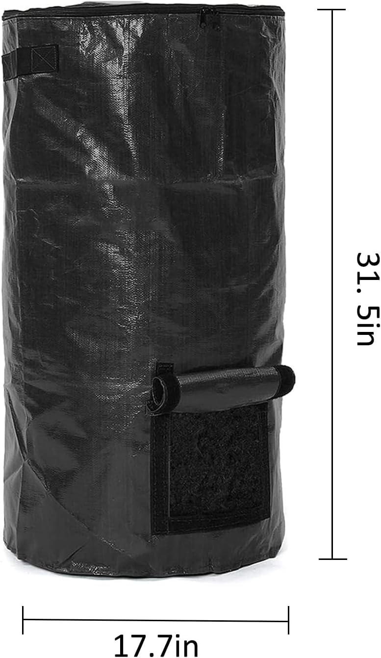 34 Gallon Garden Compost Bin Bag, Reusable Organic Fertilizer Fermented Bag with Lid,Collapsible