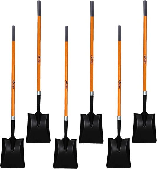 Ashman Heavy-Duty Transfer Shovel (6 Pack) with 47-Inch long Durable Handle and Blade- Ideal for