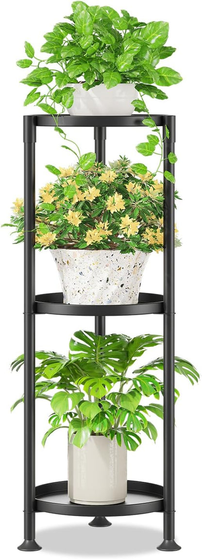 iDavosic.ly 3 Tier Plant Stand Indoor with 10 Inch Wide Tray, Vertical Corner Metal Outdoor Flower