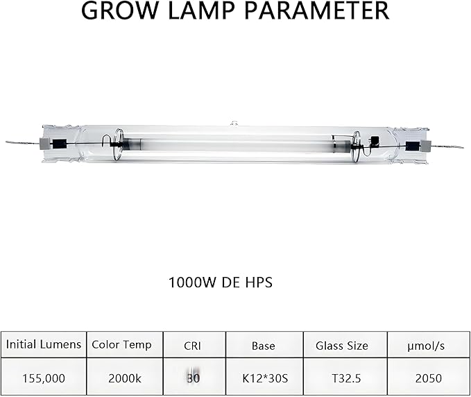 SunStream 1000 Watt DE HPS Double Ended High Pressure Sodium Grow Lamp Bulb High PAR with Enhanced