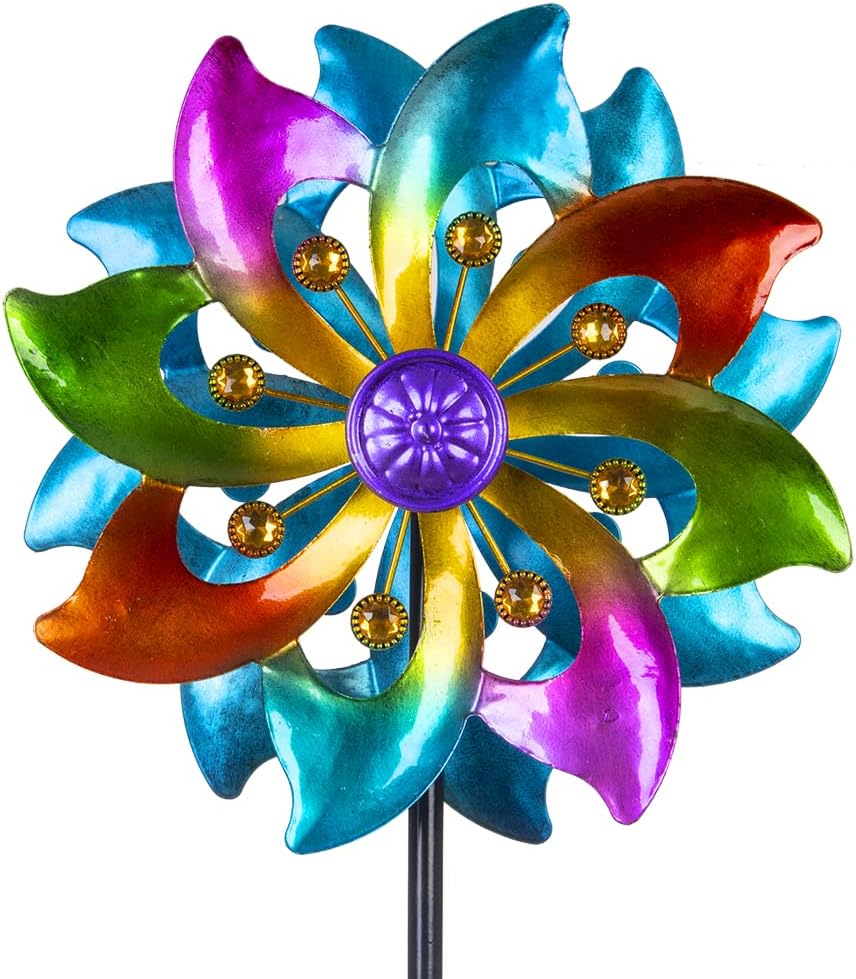 DREAMYSOUL Wind Spinner Outdoor Metal, 37" Kinetic Wind Spinners Colorful Wind Sculpture Yard Art