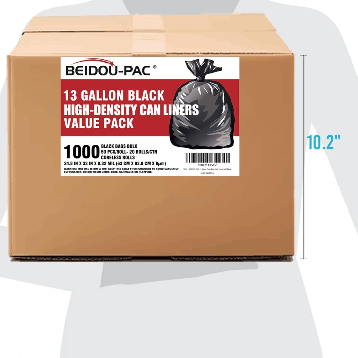 13 Gallon Trash Bags, 1000 Count Bulk Value Pack, Black Tall Kitchen Garbage bags, Multi-purpose