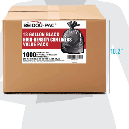 13 Gallon Trash Bags, 1000 Count Bulk Value Pack, Black Tall Kitchen Garbage bags, Multi-purpose