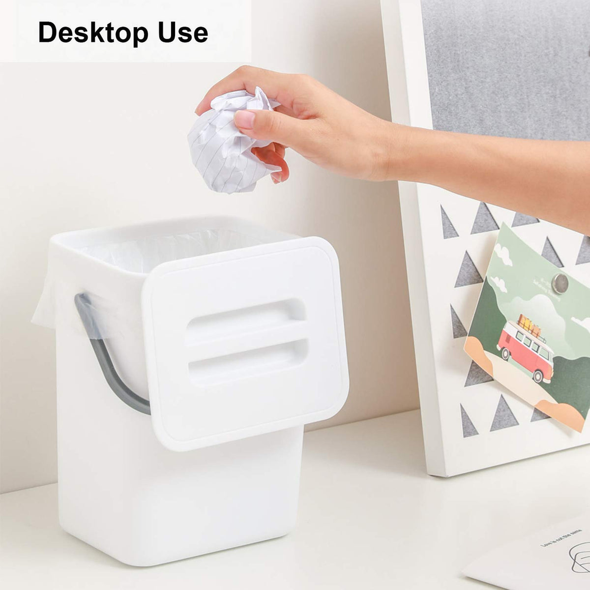 LALASTAR Mini Desktop Trash Can with Lid, Small Countertop Garbage Can, Plastic Tiny Tabletop