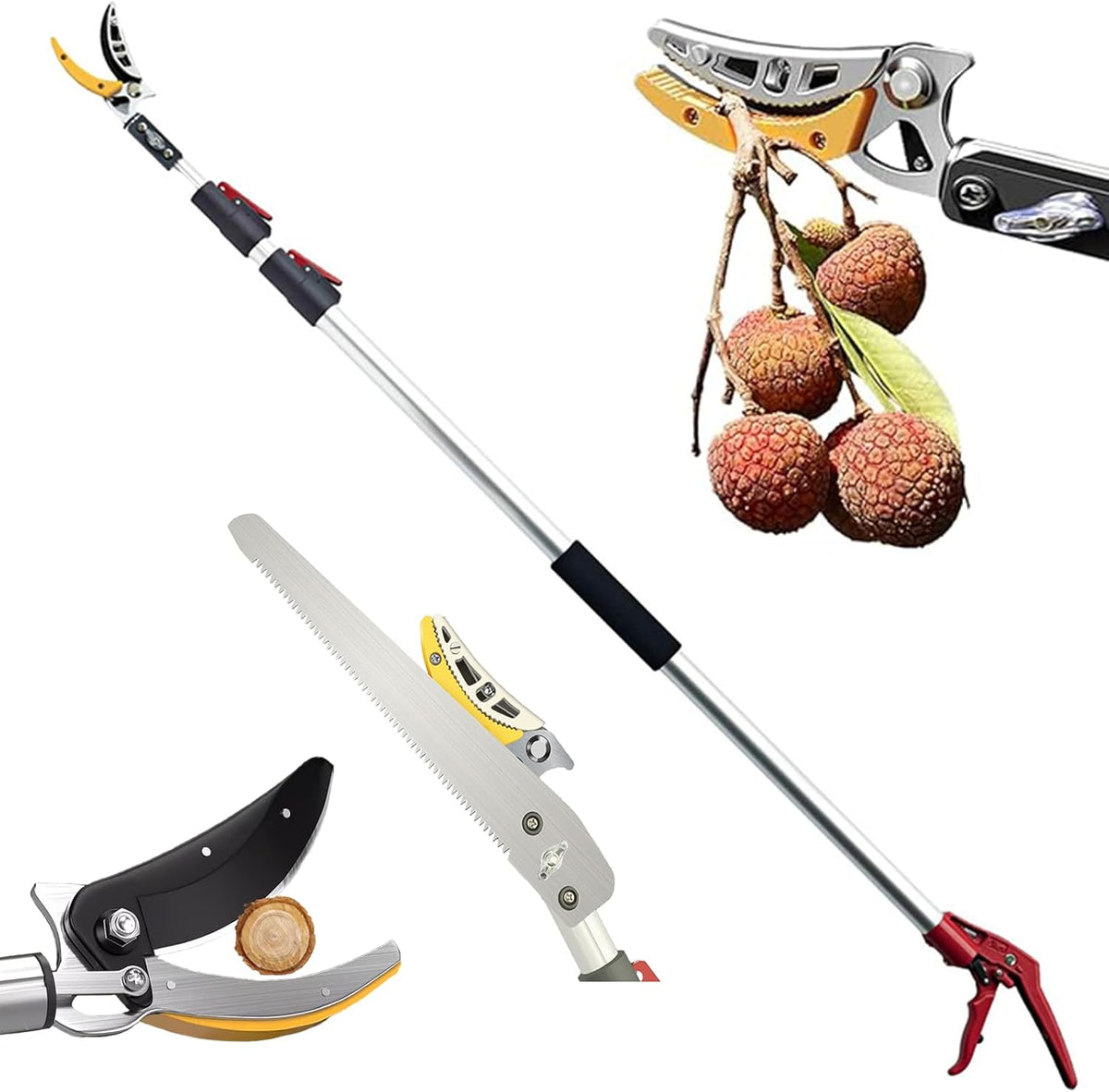 xixi-home 4.2-7.2 Ft Extendable Tree Pruner,Lightweight Tree Trimmers Cut and Hold Pruners,Long