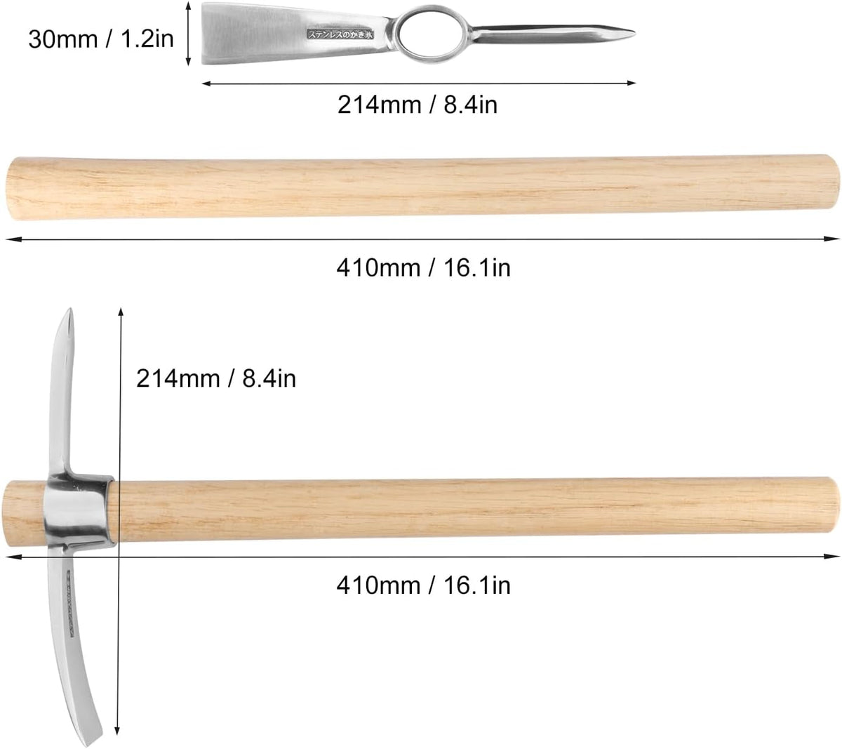 3 PCS 16 Inch Mattock Pick Axe, Stainless Steel Pick Mattock Hoe, Garden Pick, Pick Mattock for