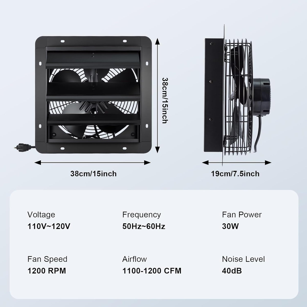 GROWNEER 12 Inch Exhaust Fan with Temperature Humidity Controller, 1200CFM Remote Control Shutter