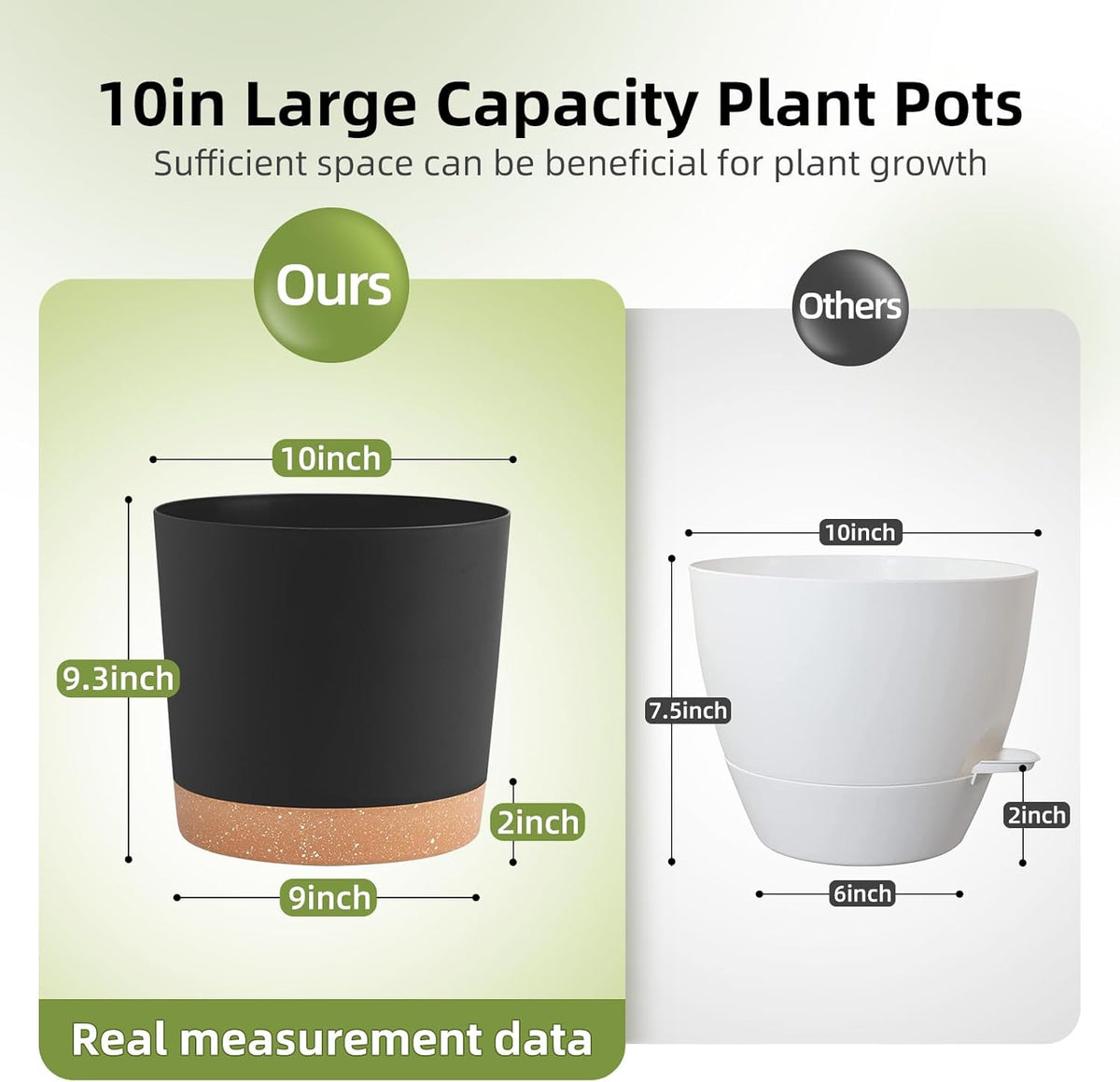QCQHDU 10 inch Plant Pot, 2 Pack Planters for Indoor Plants with Drainage Holes & Saucer, Outdoor
