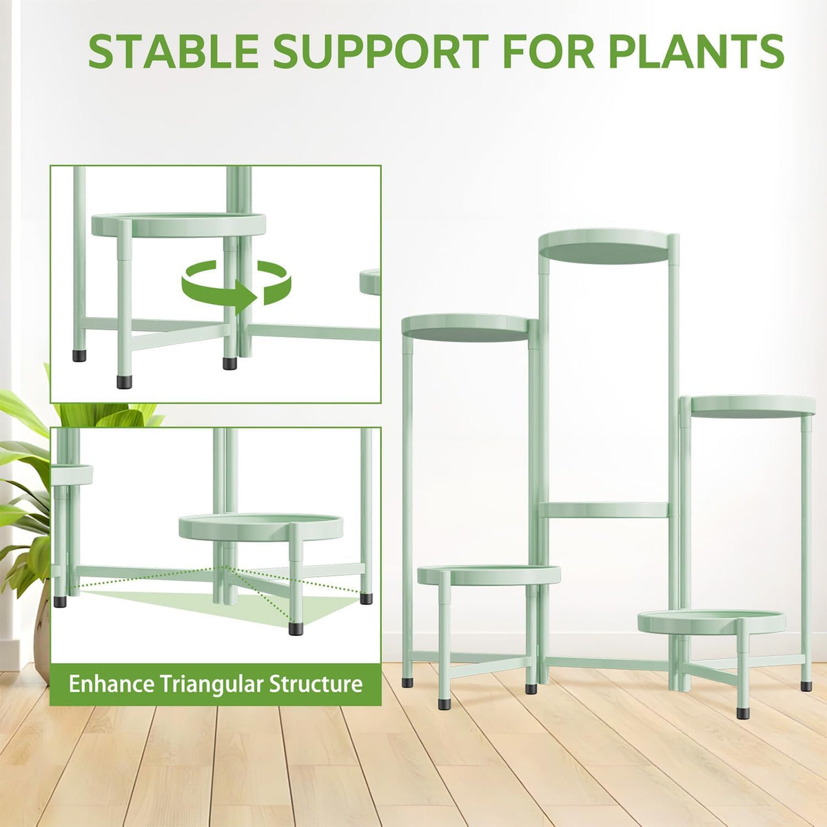 iDavosic.ly 6 Tier Large Plant Stand Indoor, 10 Inch Wide Tall Corner Metal Plant Stands Outdoor