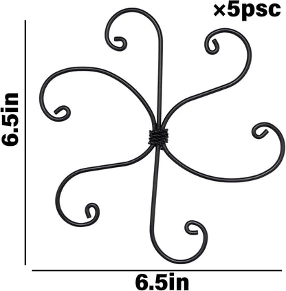 Black Monstera Plant Support Hook - 6.5 * 6.5IN -5 Piece Set, Durable Metal Stem Supports for