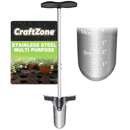 CRAFTZONE Bulb Planter Tool with Long Handle and Foot Pedal Heavy Duty High Carbon Steel Garden