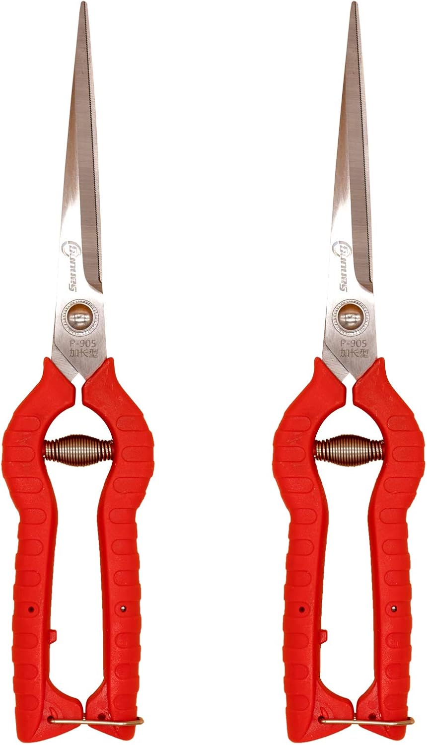 Sanung 2 PACK Multifunctional Thin Fruit Scissors, P-905 Garden Pruner Shears Cutters with