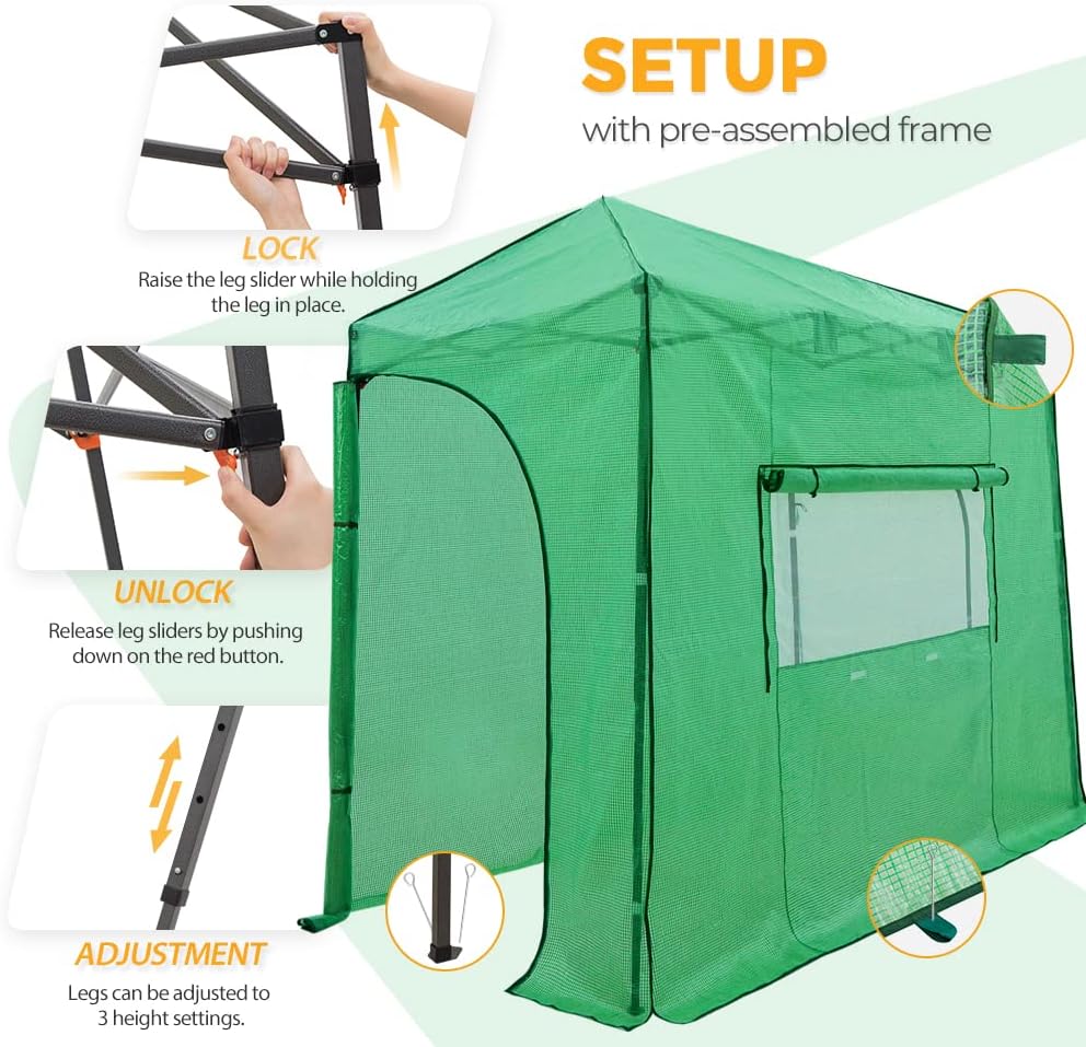 EAGLE PEAK Instant Pop-up Greenhouse, Indoor Outdoor Plant Gardening Green House, Roll-Up Zipper