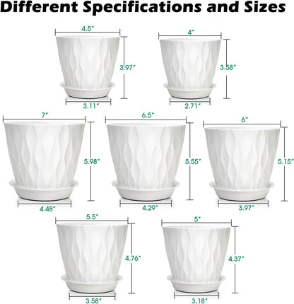 GARDIFE 7/6.5/6/5.5/5/4.5/4 inch Plant Pots, 7 Pack Flower Pots Indoor Outdoor, Planters with