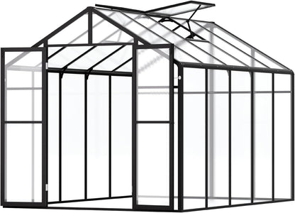 VEVOR Polycarbonate Garden Greenhouse, 8 x 10 Ft, with 2 Ventilation Windows, Hinged Door, Pavilion