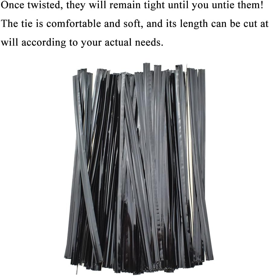 HAHIYO 300Pcs 4 inches Black Metal Twist Ties Bread Candy Coffee Bag Ties Plant Garden Twist Ties