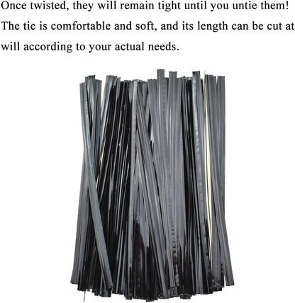 HAHIYO 300Pcs 4 inches Black Metal Twist Ties Bread Candy Coffee Bag Ties Plant Garden Twist Ties
