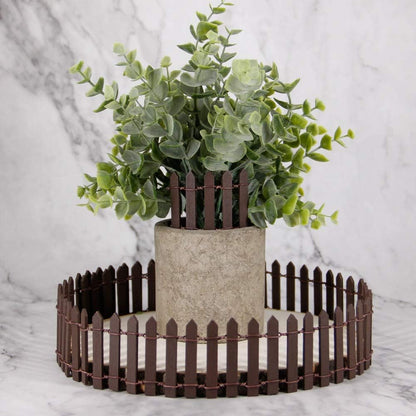 Miniature Fairy Garden Fence, DIY Wood Picket Fence Mini Ornament for Dollhouse (Brown)