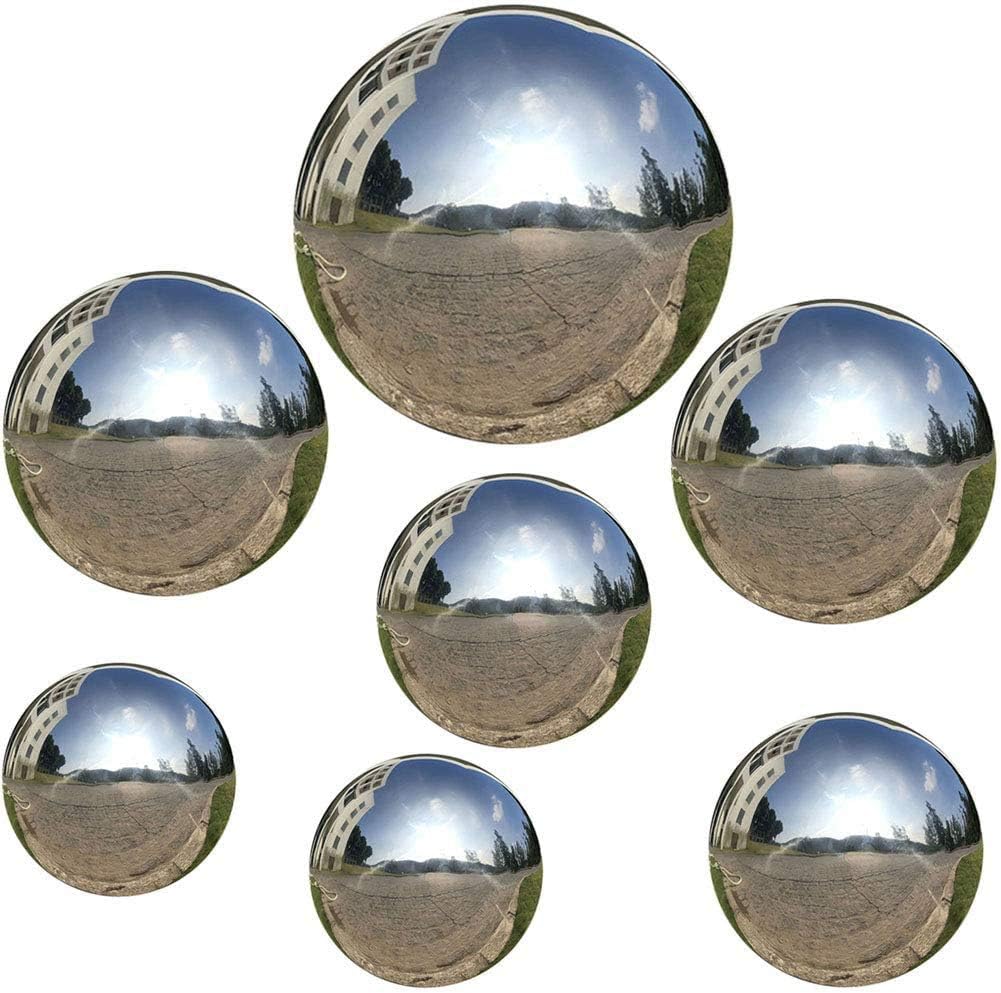 7pcs 4.7in/3.9in/3in/2.5in Diameter Gazing Globe Mirror Ball,Silver Stainless Steel Polished
