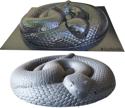 SvitMods Mold Snake DIY Statue for Garden Black ABC Plastic Concrete Cement Mould Rattlesnake