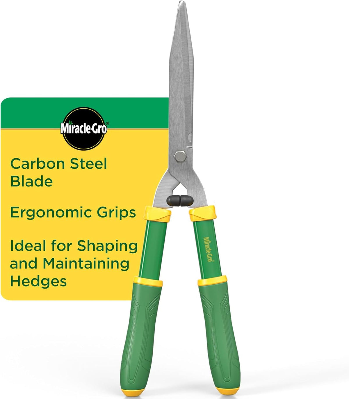 Miracle-Gro 21 in. Hedge Shears – Lawn and Yard Tool with Sharp Carbon Steel Blades, Comfort Grip