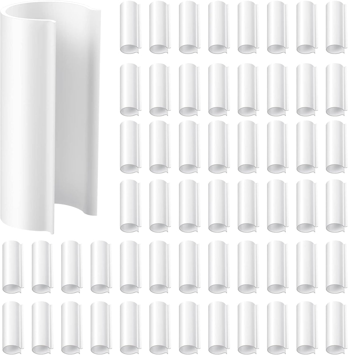 Jetec 128 Pieces PVC Pipe Clips Covers 2.4 Inches Long Greenhouse Clamps for Netting for