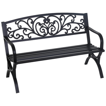 FDW | 50" Outdoor Garden Bench | Black | 485lbs Load Capacity