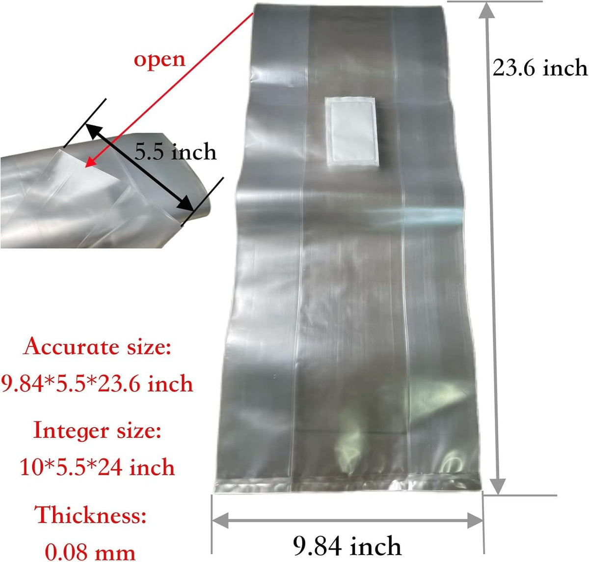 Sealable Mushroom Grow Bags with 0.2 Micron Filter,10''x5.5''x24'',0.08mm/3.15mil Thick PP,Extra