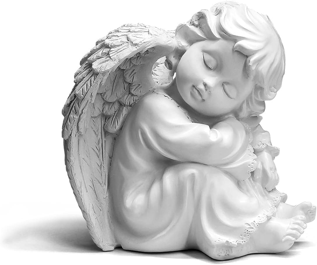 Praying Angels Figurine, Garden Angel Statues, Waterproof Kneeling Angel Sculpture, Outdoor Decor