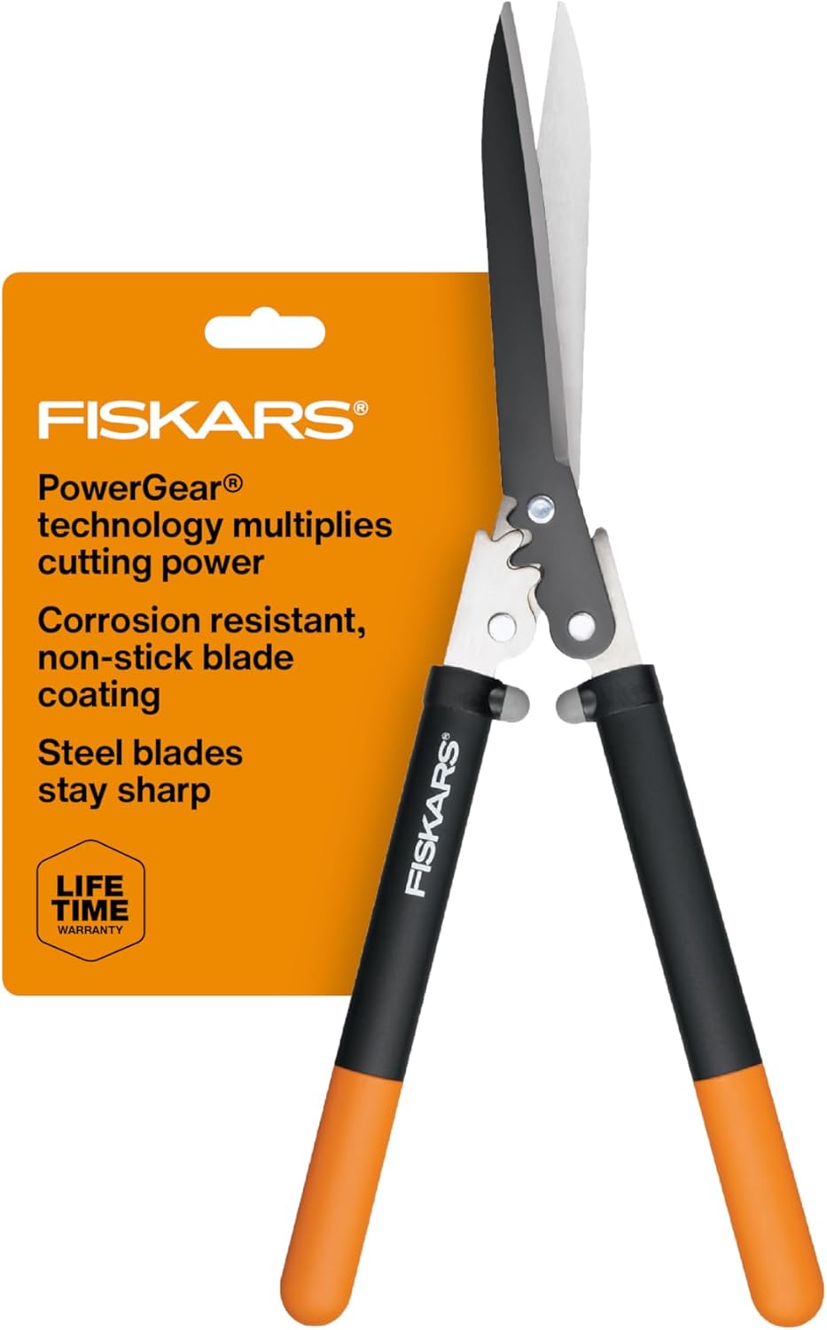 Fiskars PowerGear Hedge Shears - 23" Stainless Steel Blades - Plant Cutting Scissors with Sharp