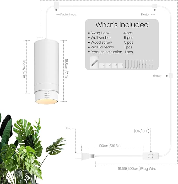 Remote Control Hanging Grow Lights for Indoor Plants, 30W Hanging Plant Light with Auto On/Off