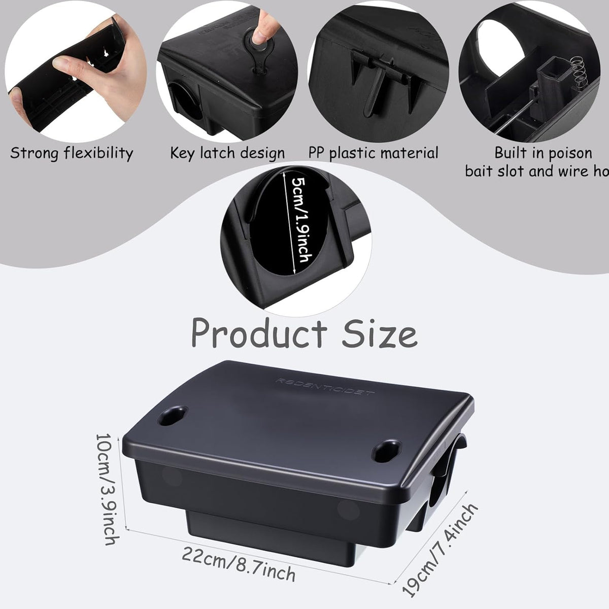 Qualirey 4 Pack Rat Bait Stations Large Rodent with Key Reusable Mouse Stations Mice Blocks Heavy