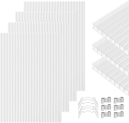 Polycarbonate Greenhouse Panels 14 Pack 4' x 2' x 0.32" Twin-Wall UV-Protected All Weather Plastic