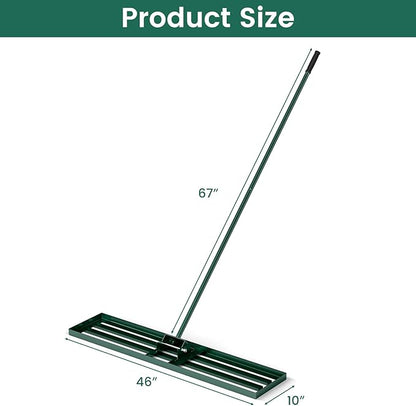 Goplus Lawn Leveling Rake, 46" x 10" Heavy Duty Level Lawn Tool w/ Ergonomic Handle for Soil