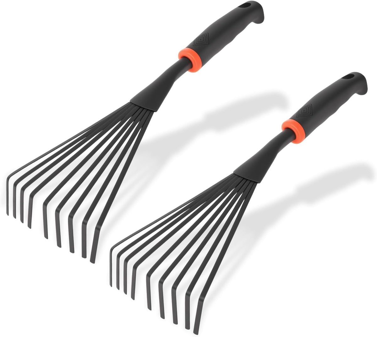 2 Pcs Gardening Hand Rake, 14.5" Alloy Steel Short Handle Shrub Rake for Soil Loosening, Planting