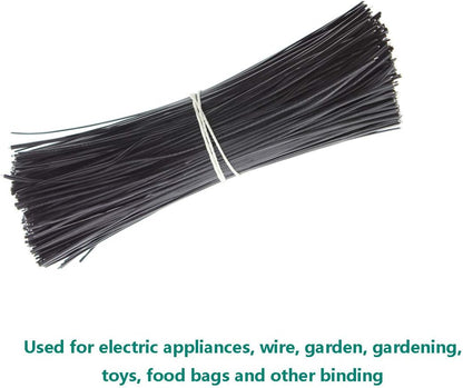 6 Inch Twist Ties,Ulifestar Cable Ties Bag Ties Plastic Coated Twist Ties 1000 Pack (Black)