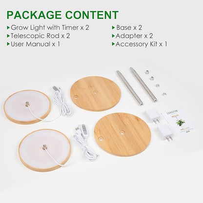 LORDEM Bamboo Grow Light, LED Plant Light for Indoor Plants Growing, Full Spectrum Bamboo Desk